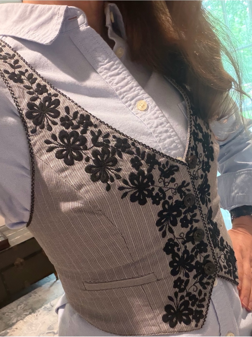 Free People - RARE Vintage 2007 cropped button down vest.